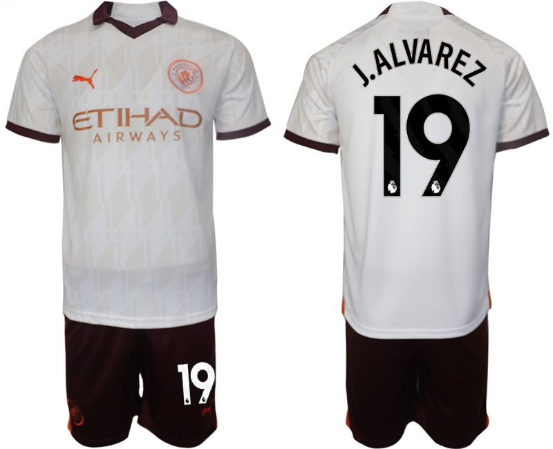 Men 2023-2024 Club Manchester City away white #19 Soccer Jersey